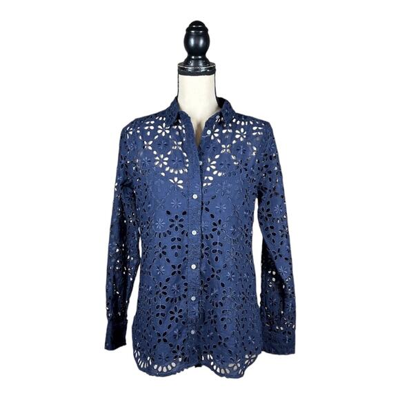 J. Crew Button Up Shirt in Embroidered Eyelet w/ Matching Cami - Picture 3 of 6